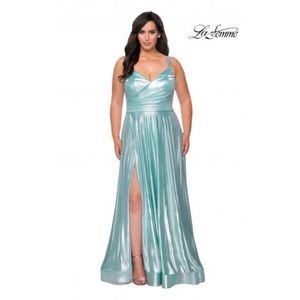 La Femme - 28989 Metallic V-Neck A-Line Gown